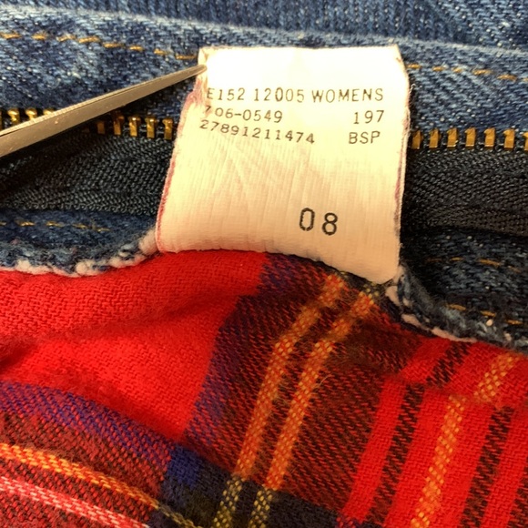 VTG L.L. Bean Flannel Lined Boyfriend Style Jeans, Red Tartan Plaid, Women’s 12 - Picture 11 of 16